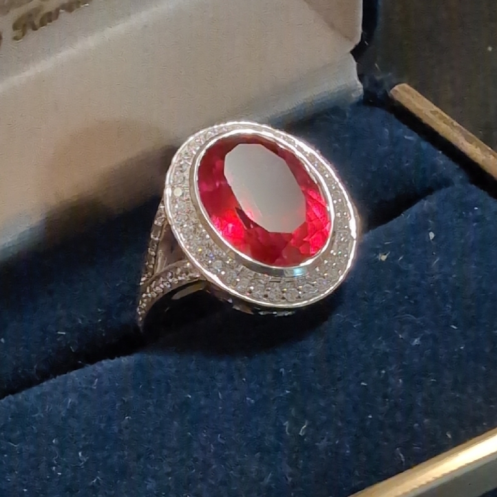 Radiant Red Topaz Silver Ring